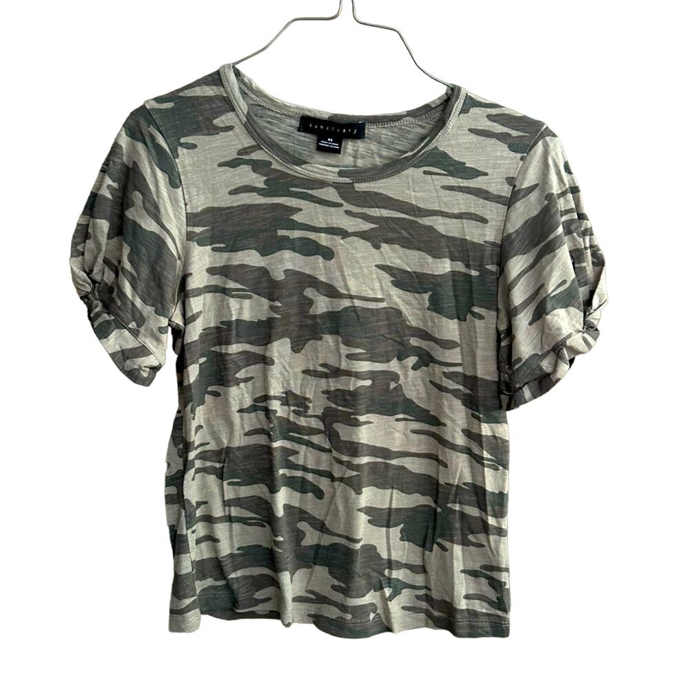 Sanctuary army green camo twist short sleeve crew neck t-shirt size M comfort